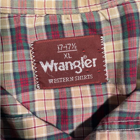 Vintage 80's WRANGLER Plaid Pearl Snap Button Shirt / Sz XL Western Retro READ - Picture 9 of 11